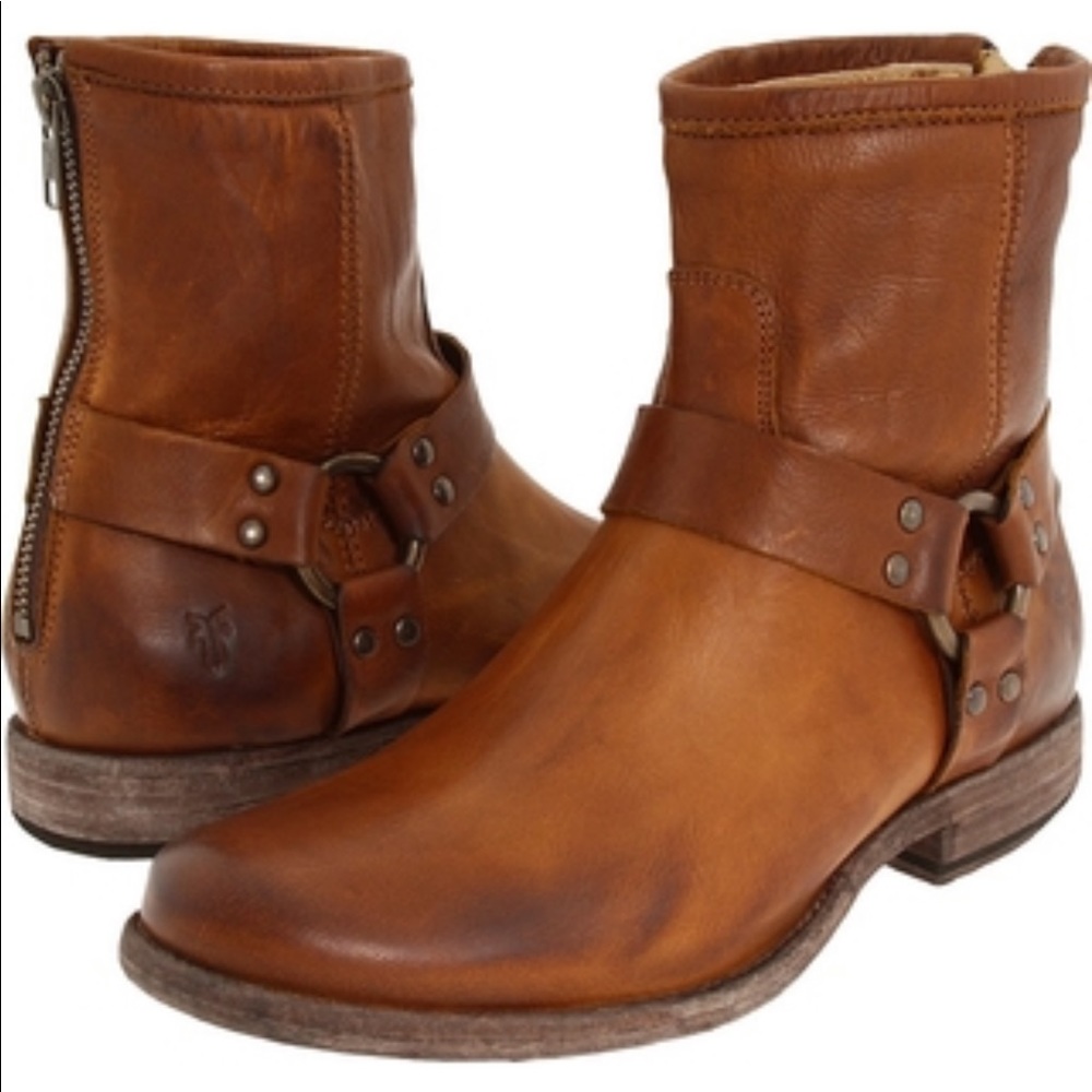 Frye Phillip Harness Cognac Bootie